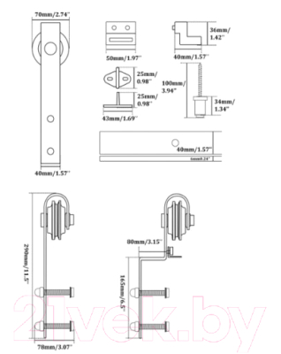 Комплект фурнитуры для раздвижных дверей PSG Loft 76.2107