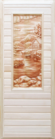 Деревянная дверь для бани Dlyabani Лодка 80x170 / 431378 (липа, коробка сосна) - 
