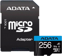Карта памяти A-data microSDXC 256GB + адаптер (AUSDX256GUICL10A1-RA1) - 
