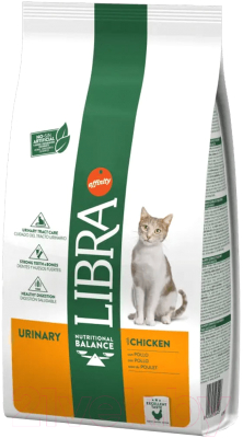 Сухой корм для кошек Libra Cat Urinary при мочекаменной болезни с курицей (8кг)