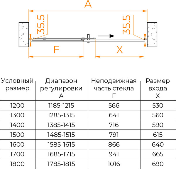 Купить Душевая дверь RGW PA-017-B / 350801717-14 в Слуцке