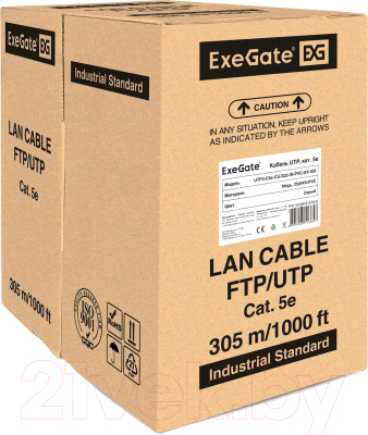 Кабель ExeGate UTP4-C5e-CU-S25-IN-PVC-GY-305