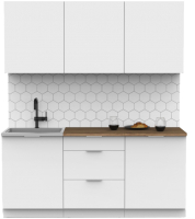 Кухонный гарнитур Интермебель Микс Топ-4 1.8м (белый премиум/дуб фигурный светлый) - 