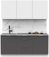 Готовая кухня Интермебель Микс Топ-4 1.8м (белый премиум/графит серый/мрамор лацио белый) - 