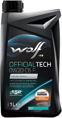 Моторное масло WOLF OfficialTech 0W20 C6 F / 65645/1 (1л)