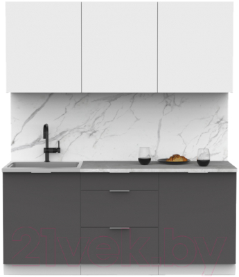Готовая кухня Интермебель Микс Топ-4 1.8м (белый премиум/графит серый/лунный камень)