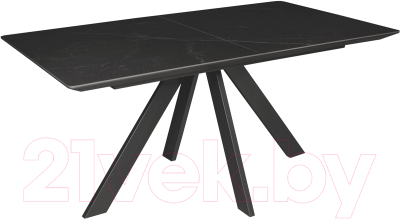 Обеденный стол Listvig Eliot 160 раздвижной (черный мрамор/черный)