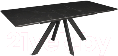 Обеденный стол Listvig Eliot 160 раздвижной (черный мрамор/черный)
