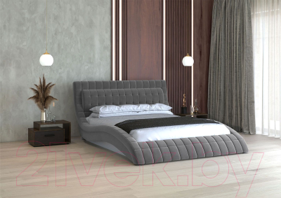Двуспальная кровать Bravo Мебель Виргиния 160x200 с металлокаркасом (холодный-серый)