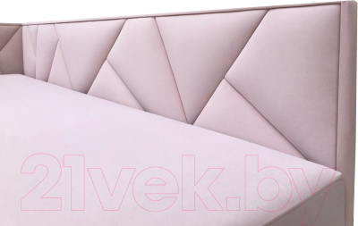 Кровать-тахта Tiolly Леон М-КР-80 с ПМ и нишей для белья угол левый (бонита 13 светло-розовый)