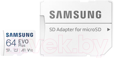 Карта памяти Samsung EVO Plus MicroSDXC 64GB + адаптер (MB-MC64KA/EU)