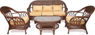 Комплект садовой мебели Tetchair Michelle с подушками (античный орех/ткань рубчик/кремовый)