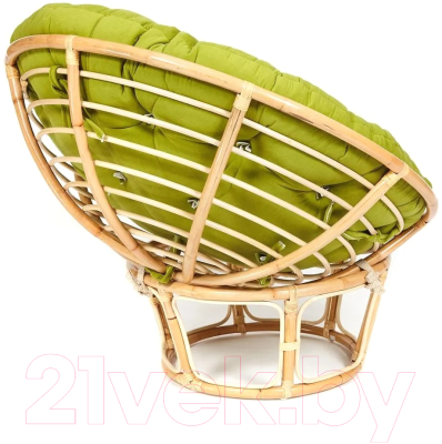 Кресло садовое Tetchair Papasan Eco P115-1/SP STD c подушкой, ремешками (натуральный/флок/олива 23)