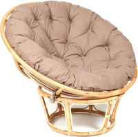 Кресло садовое Tetchair Papasan Eco P115-1/SP STD c подушкой, ремешками (натуральный/экошерсть/коричневый) - 