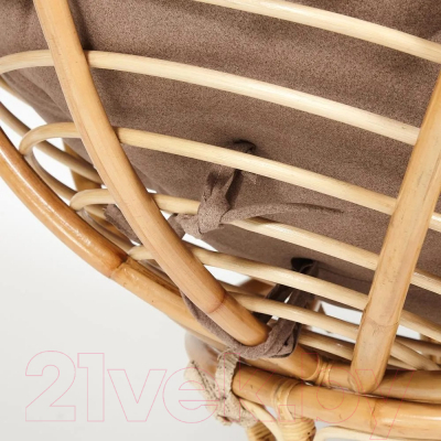 Кресло садовое Tetchair Papasan Eco P115-1/SP STD c подушкой, ремешками (натуральный/экошерсть/коричневый)