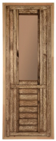 Деревянная дверь для бани Dlyabani Состаренная 80x190 / 300398 (бронзовое тонированное стекло, липа/сосна) - 