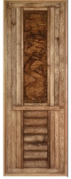 Деревянная дверь для бани Dlyabani Состаренная с 3D панно 80x190 / 300498 (глухая липа, коробка сосна) - 