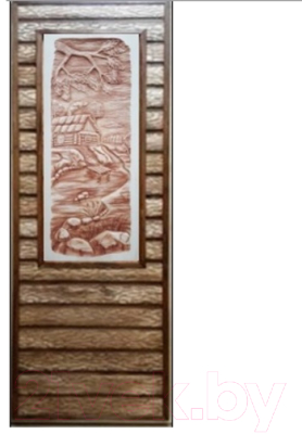 Деревянная дверь для бани Dlyabani Состаренная Баня дуб 70x170 / 302177 (глухая липа, коробка сосна)