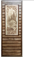 Деревянная дверь для бани Dlyabani Состаренная Баня, мостик 80x180 / 302488 (глухая липа/сосна) - 