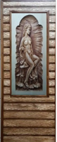 Деревянная дверь для бани Dlyabani Состаренная Девушка на камне 70x180 / 302687 (глухая липа/сосна) - 