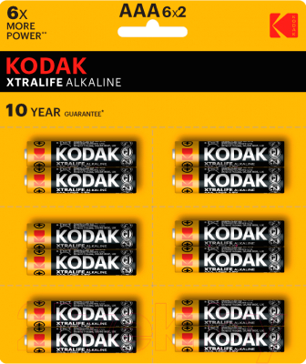 Комплект батареек Kodak Xtralife Alkaline AAA LR03 12BL Perforated (12шт)