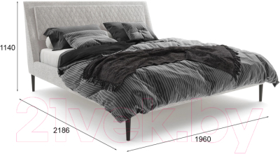 Двуспальная кровать МариОлли Ливерпуль 180x200 (Velutto 04/ноги черные)