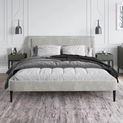 Двуспальная кровать МариОлли Ливерпуль 180x200 (Velutto 04/ноги черные)