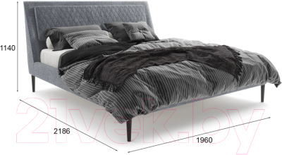 Двуспальная кровать МариОлли Ливерпуль 180x200 (Velutto 08/ноги черные)