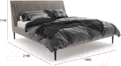 Двуспальная кровать МариОлли Ливерпуль 180x200 (Velutto 23/ноги черные)