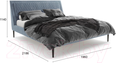Двуспальная кровать МариОлли Ливерпуль 180x200 (Velutto 26/ноги черные)