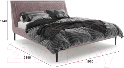 Двуспальная кровать МариОлли Ливерпуль 180x200 (Velutto 29/ноги черные)