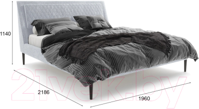 Двуспальная кровать МариОлли Ливерпуль 180x200 (Velutto 52/ноги черные)