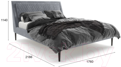 Двуспальная кровать МариОлли Ливерпуль 160x200 (Velutto 08/ноги черные)