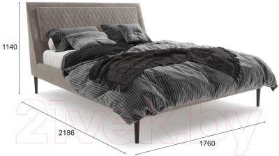 Двуспальная кровать МариОлли Ливерпуль 160x200 (Velutto 23/ноги черные)