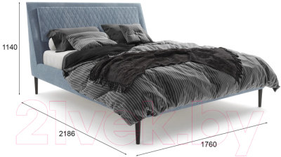 Двуспальная кровать МариОлли Ливерпуль 160x200 (Velutto 26/ноги черные)