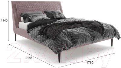 Двуспальная кровать МариОлли Ливерпуль 160x200 (Velutto 29/ноги черные)
