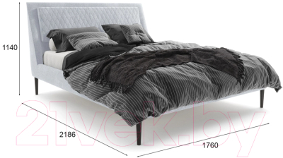 Двуспальная кровать МариОлли Ливерпуль 160x200 (Velutto 52/ноги черные)