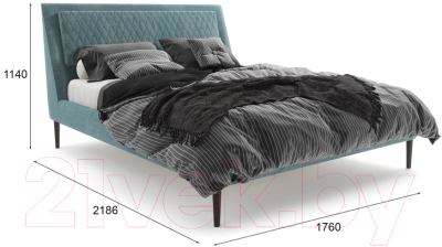 Двуспальная кровать МариОлли Ливерпуль 160x200 (Velutto 53/ноги черные)