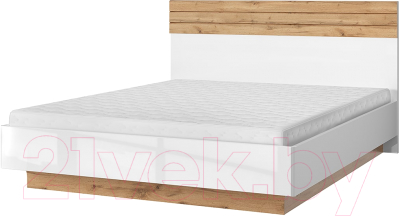 Двуспальная кровать Anrex Taurus 160 ПМ (белый/дуб вотан)