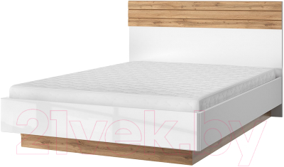 Полуторная кровать Anrex Taurus 140 с ПМ (белый/дуб вотан)