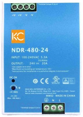 Блок питания на DIN-рейку КС NDR-480W-24V / ndr-480-24