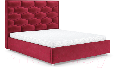 Двуспальная кровать Mebel-Ars Рица 160 (бархат красный Star Velvet 3 Dark Red)