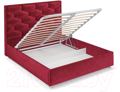 Двуспальная кровать Mebel-Ars Рица 160 (бархат красный Star Velvet 3 Dark Red)