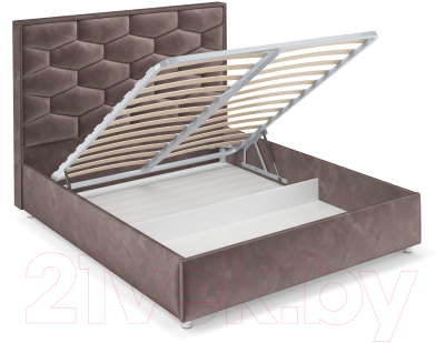 Двуспальная кровать Mebel-Ars Рица 160 (бархат серо-шоколадный Star Velvet 60 Coffee)