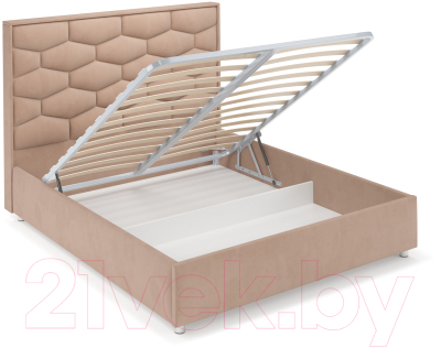 Двуспальная кровать Mebel-Ars Рица 160 (бежевый/Luna 061)