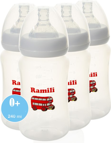 Набор бутылочек для кормления Ramili Baby 240MLX4 (240мл, 4шт)