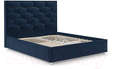 Двуспальная кровать Mebel-Ars Рица 160 (темно-синий/Luna 034)