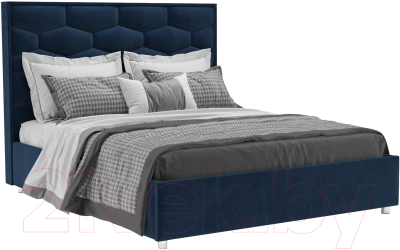 Двуспальная кровать Mebel-Ars Рица 160 (темно-синий/Luna 034)