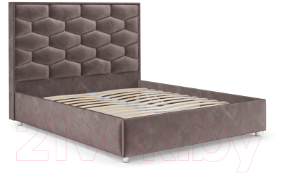 Полуторная кровать Mebel-Ars Рица 140 (бархат серо-шоколадный Star Velvet 60 Coffee)