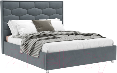 Полуторная кровать Mebel-Ars Рица 140 (велюр серо-синий HB-178 26)